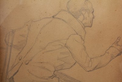 Pencil drawing 'Man in a frock coat' Signed André Marchand (1877-1951)