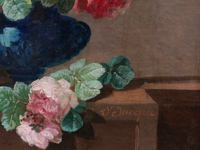 Thérèse SAINT-JACQUE, Paar Stillleben mit Blumenvasen