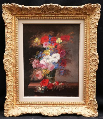 Thérèse SAINT-JACQUE, Paar Stillleben mit Blumenvasen