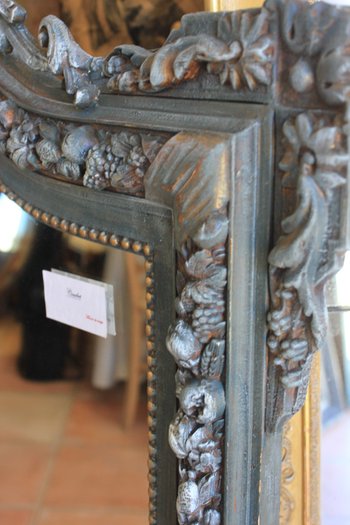Antique Napoleon III Shell Fronton Mirror, Patinated 85 X 120 Cm