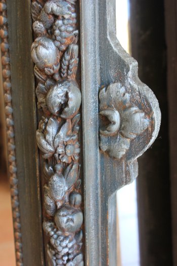 Antique Napoleon III Shell Fronton Mirror, Patinated 85 X 120 Cm