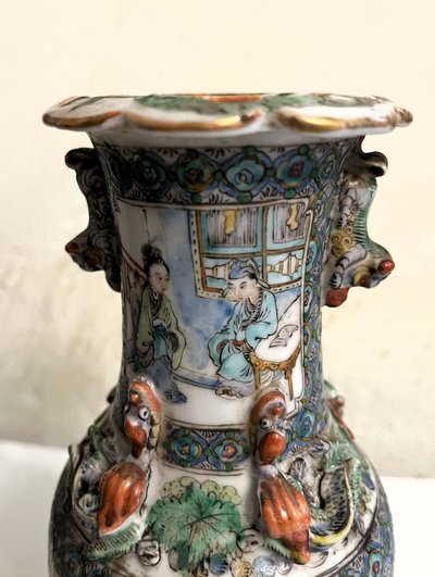 19th century Canton vase, H 25 cm
