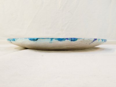 Grande piatto vintage in ceramica con decoro a forma di pesce azzurro degli anni '50/'60, dlg P-R LUCAS
