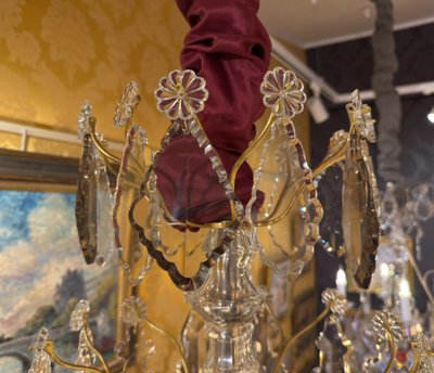 Signed Baccarat - Louis XV Style Chandelier in Gilt Bronze and Cut Crystal, circa 1880-1890