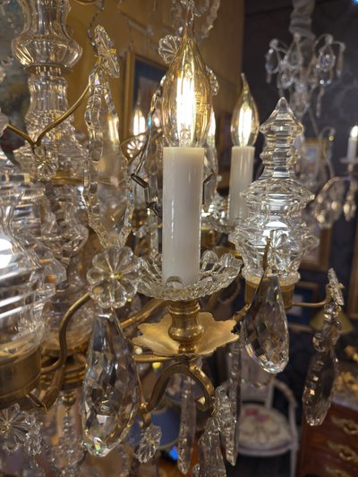 Signed Baccarat - Louis XV Style Chandelier in Gilt Bronze and Cut Crystal, circa 1880-1890