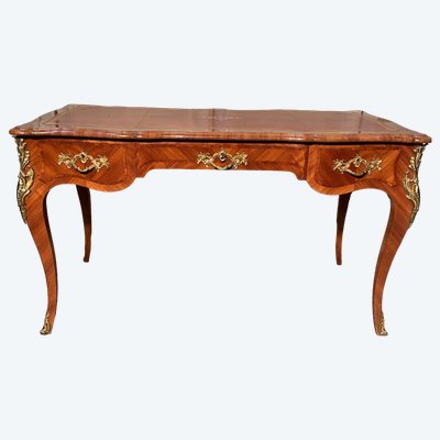Scrivania piatta in palissandro e bellissimi bronzi