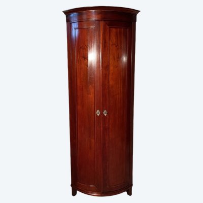 19th century mahogany curved corner cupboard, port work