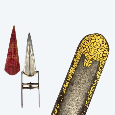 DAGGER called Katar Jamadhar, with its scabbard. Mughal Empire, India, early 19th century