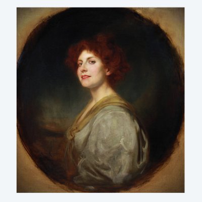 Portrait de beauté rousse, peinture à l'huile sur toile par René Avigdor, XIXe siècle, vers 1898