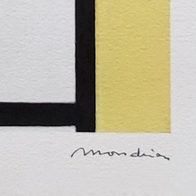 Splendida litografia originale degli anni '70, "Composizione", in edizione limitata, ispirata a Piet Mondrian