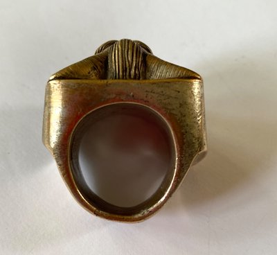 Satanischer Herrenring. Versilberte Bronze aus dem 19. Jahrhundert. 1874. Teufel. Esoterisch.