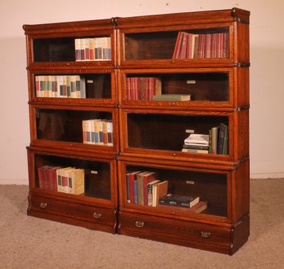 paire de bibliothèques Globe Wernicke en chêne circa 1900