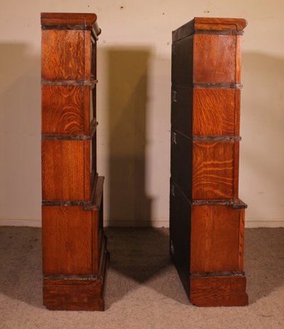 paire de bibliothèques Globe Wernicke en chêne circa 1900