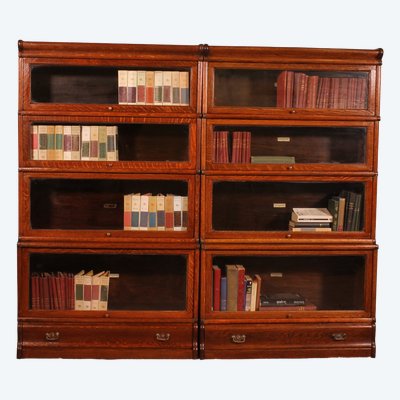 paire de bibliothèques Globe Wernicke en chêne circa 1900