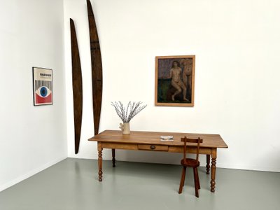 Table de ferme en noyer blond – circa 1900