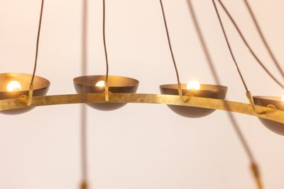 Lampadario o lampada a sospensione moderna a 10 luci, in ottone e lacca nera. LS 64521208U
