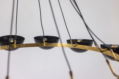Lampadario o lampada a sospensione moderna a 10 luci, in ottone e lacca nera. LS 64521208U