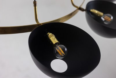 Lampadario o lampada a sospensione moderna a 10 luci, in ottone e lacca nera. LS 64521208U