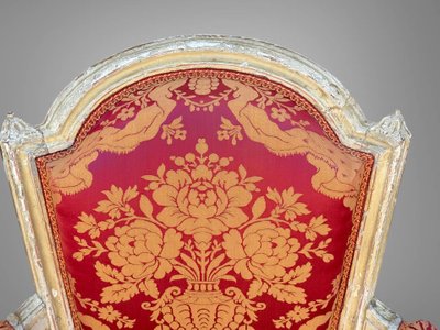PAIR OF 18TH CENTURY LOUIS XVI ARMCHAIRS IN LACQUERED WOOD COVERED IN FABRIC