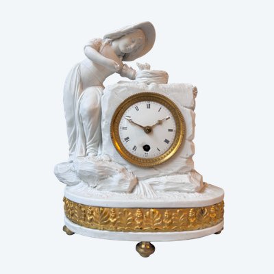 Louis XVI-Biskuituhr - Junge Frau mit Vogelnest