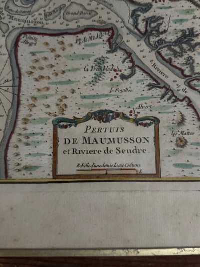 Antique color engraving Pertuis de Maumusson et Rivière de Seudre