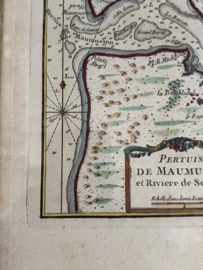 Antique color engraving Pertuis de Maumusson et Rivière de Seudre