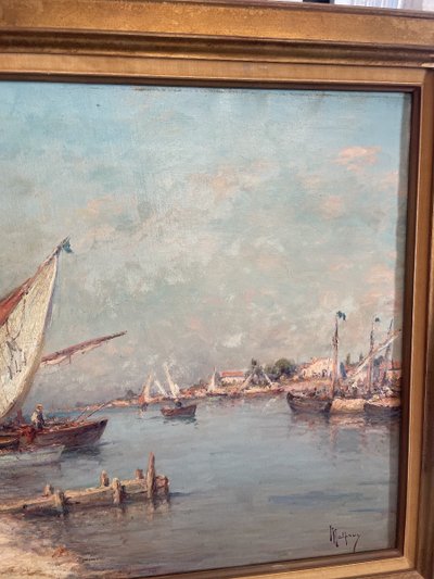 Oil on canvas depicting a lively Provençal landscape signed Malfroy