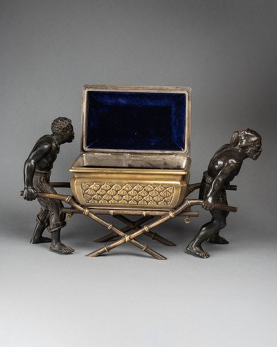 Arche d’Alliance portée par deux Éthiopiens, bronze du XIXe siècle 
