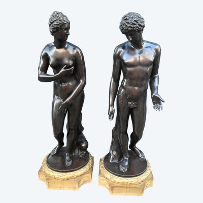 Paar seltener Bronzen: Die Medici-Venus und der Belvedere-Antinoos nach der Antike