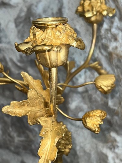 Paire de candélabres en bronze patiné et bronze doré, début du XIXème siècle.