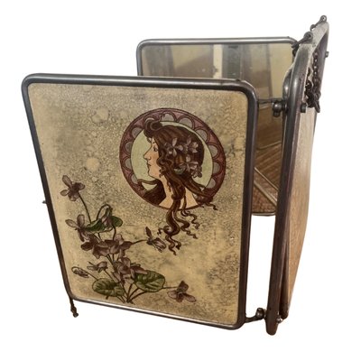 Art Nouveau triptych mirror