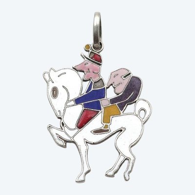 Pendentif charm Van Cleef et Arpels "Les 3 inséparables" émaillé en styptor, pendentif porte-bonheur