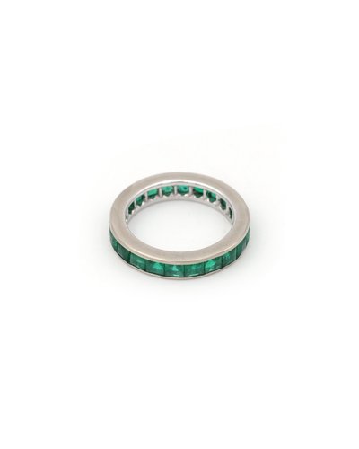 Fede nuziale americana Boucheron con smeraldi da 2,31 ct in oro 18k, anello di metà XX secolo