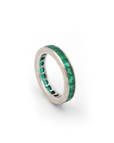 Fede nuziale americana Boucheron con smeraldi da 2,31 ct in oro 18k, anello di metà XX secolo