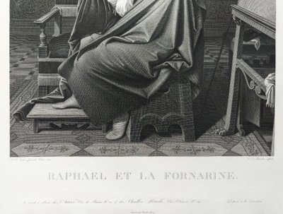 Incisione di Raffaello e La Fornarine da Ingres, XIX secolo