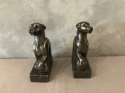 Paire de serres livres anciens en fonte d'époque 19 ème 