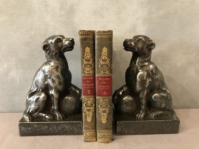 Paire de serres livres anciens en fonte d'époque 19 ème 