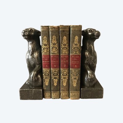 Paire de serres livres anciens en fonte d'époque 19 ème 