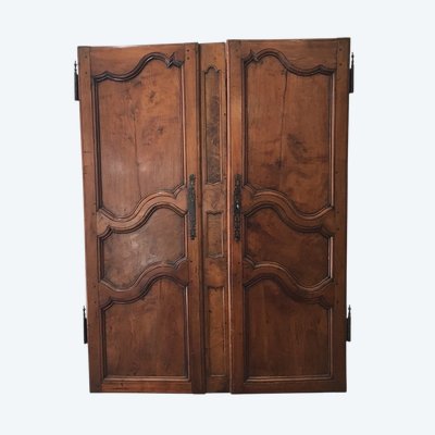 Coppia di porte antiche in legno da frutto della fine del XVIII secolo