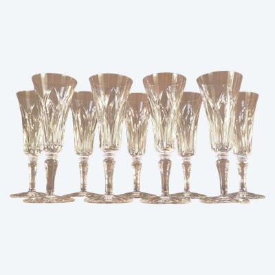 SAINT-LOUIS CRYSTAL 9 Champagnerflöten Modell CAMARGUE 18,5 cm