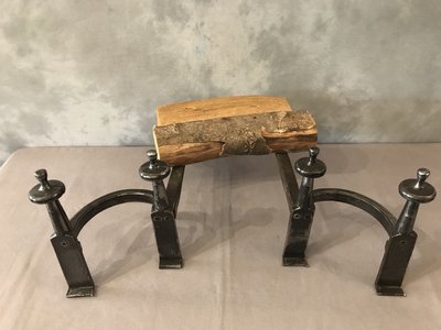Pair of antique wrought iron andirons from the late 18th century
