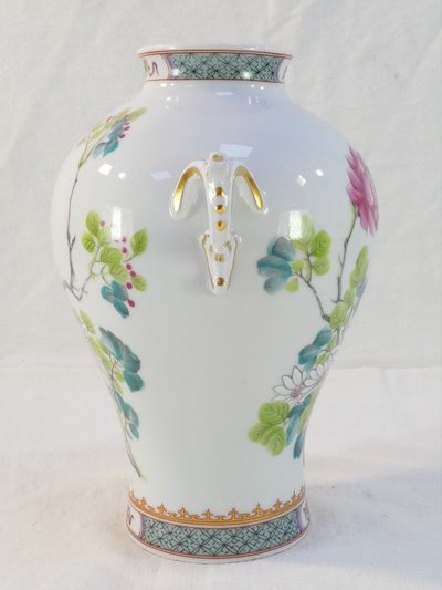 Vaso in porcellana HAVILAND LIMOGES con decoro floreale giapponese