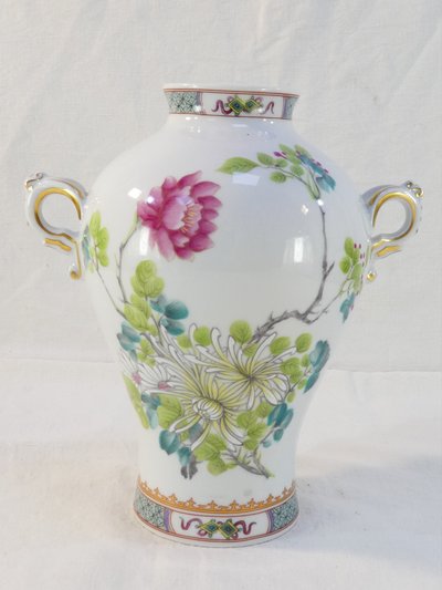 Vaso in porcellana HAVILAND LIMOGES con decoro floreale giapponese