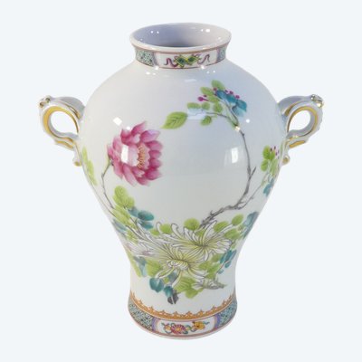 Vaso in porcellana HAVILAND LIMOGES con decoro floreale giapponese