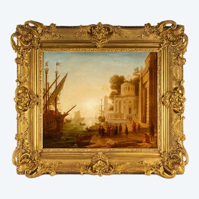 19th Century French School After Claude Gellée dit Le Lorrain The Disembarkation of Cleopatra