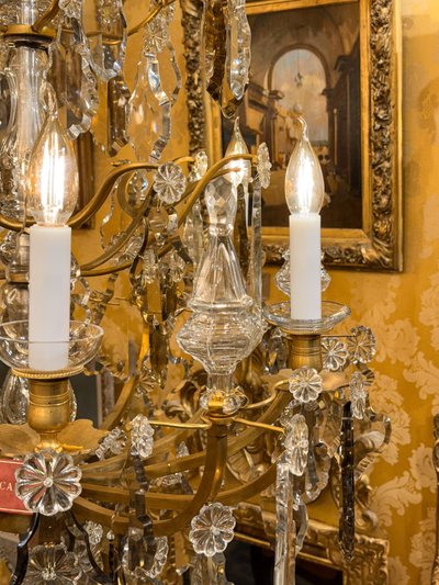 Signed Baccarat Louis XV Style Chandelier in Gilt Bronze and Cut Crystal, circa 1880-1890