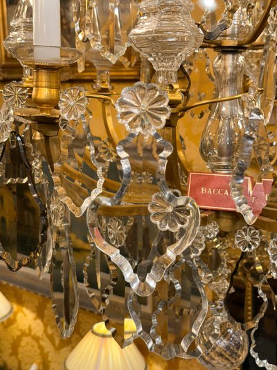 Signed Baccarat Louis XV Style Chandelier in Gilt Bronze and Cut Crystal, circa 1880-1890