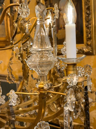 Signed Baccarat Louis XV Style Chandelier in Gilt Bronze and Cut Crystal, circa 1880-1890
