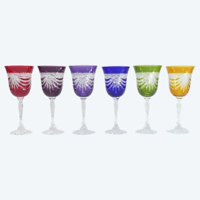 6 grandi bicchieri colorati CRISTALLERIE DE LORRAINE