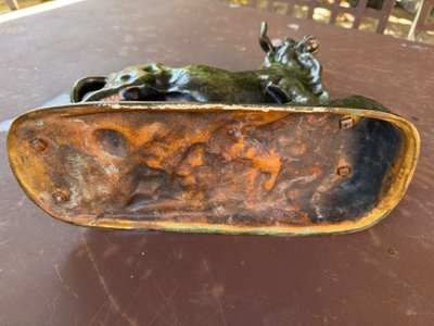 Rosa Bonheur, Toro in bronzo con patina verde sfumata, XIX secolo